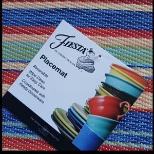 Fiesta Brand Placemat Multi-color Reversible Woven 13 x 18 Summer Party Rainbow